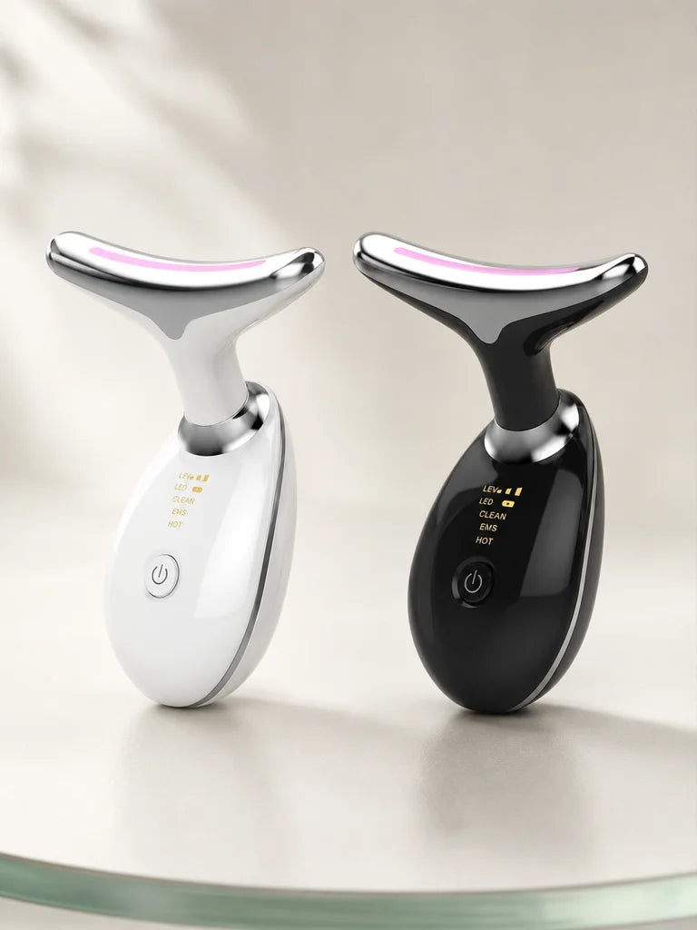 Square product-variant comparison photograph showing exactly two sourced Escultor facial devices, on